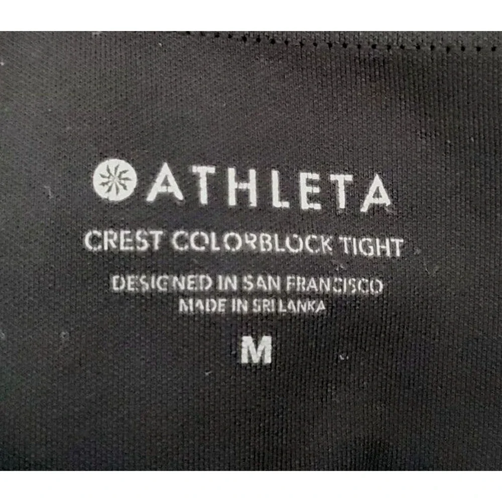 Athleta Crest Colorblock Tight Black & Gray Workout Sz M